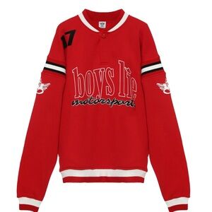 Boys Lie Red Motorsport Crewneck Sweater with White & Black Trim